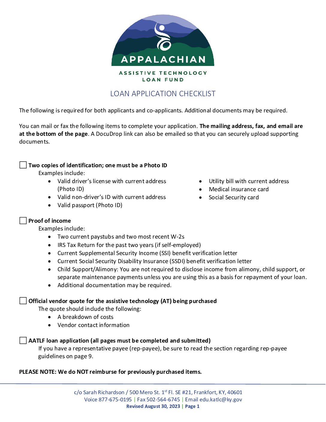 AATLF Loan Application 8-30-2023_508 A Guide To Assistive Technology